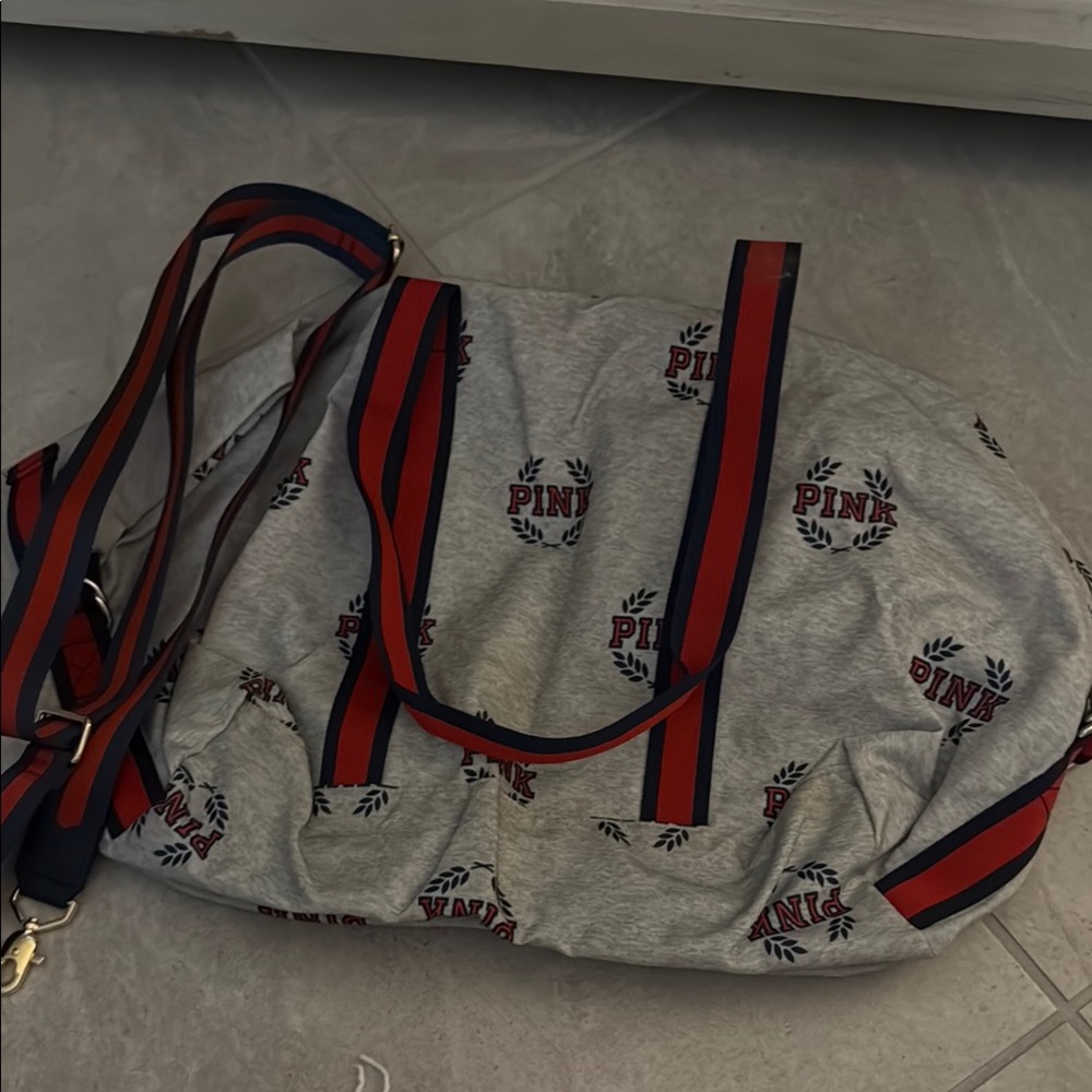 PINK Victoria's Secret Gray and Red Women's Duffel Bag